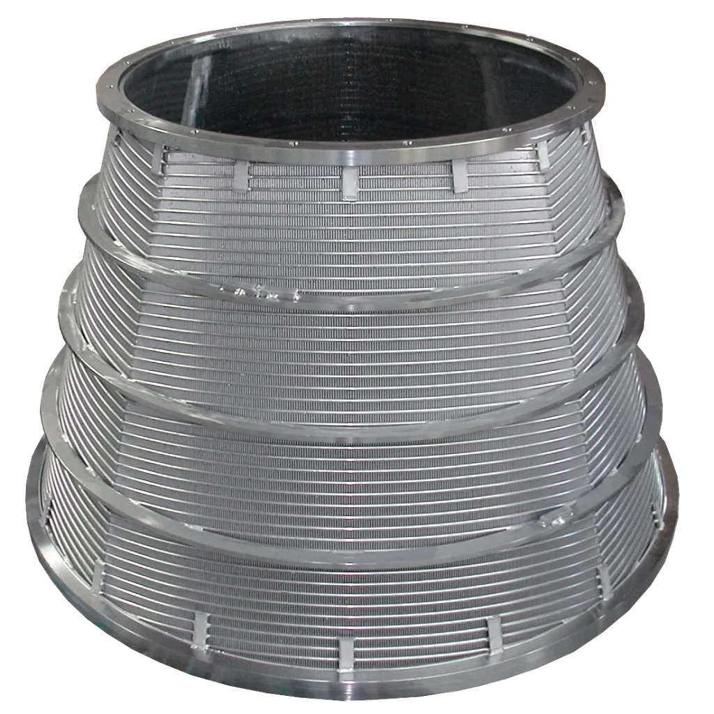 centrifugal screen component for wedge wire non-static items filtration system
