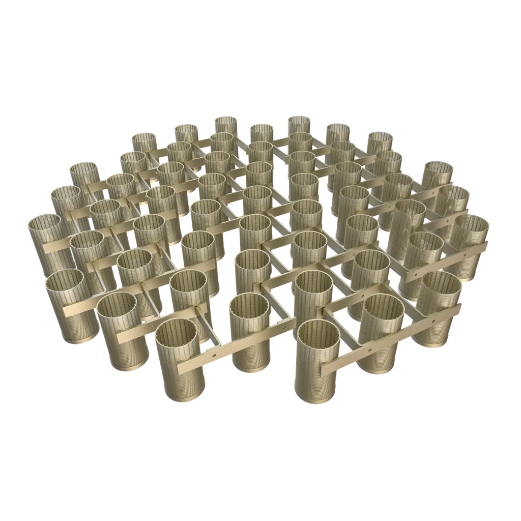 scale trap component for fixed bed axial flow reactor internal system