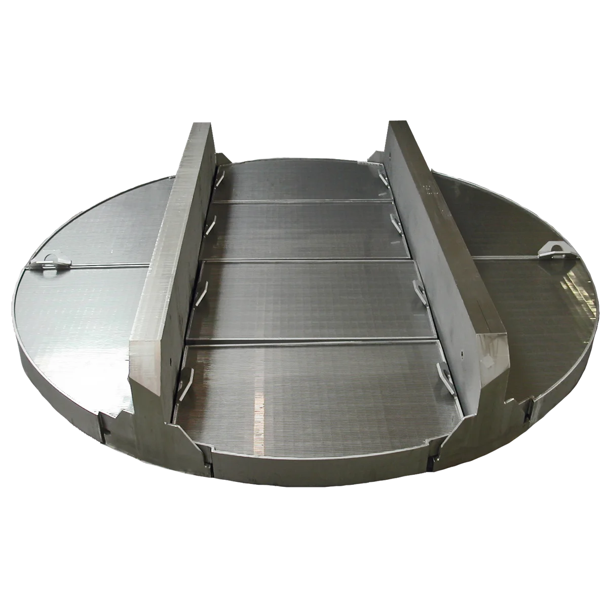 wedge wire support grid component for fixed bed axial flow reactor internal system