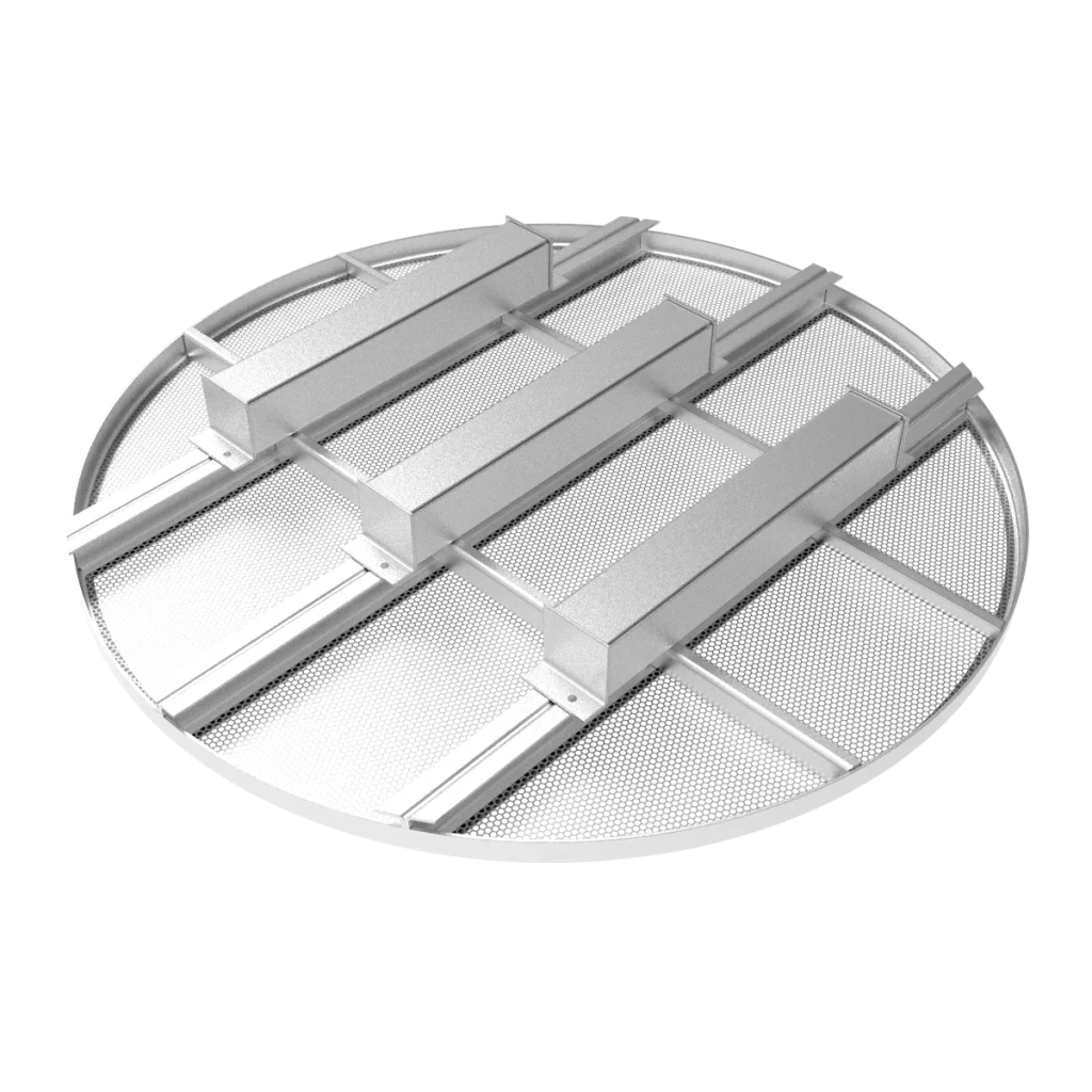 hold down grid component for fixed bed axial flow reactor internal system