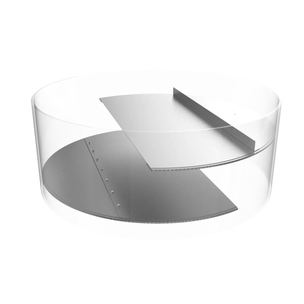 side by side tray component for tray tower tray without downcomer (counter cross flow) tower internals system